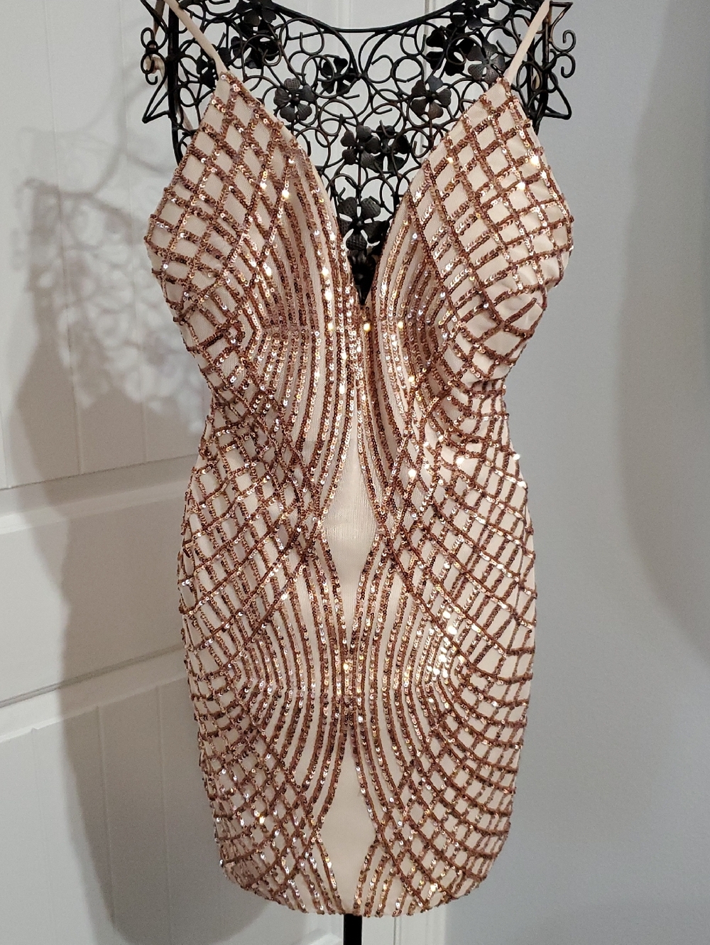 Trac Rose Gold Sequin Mini Dress